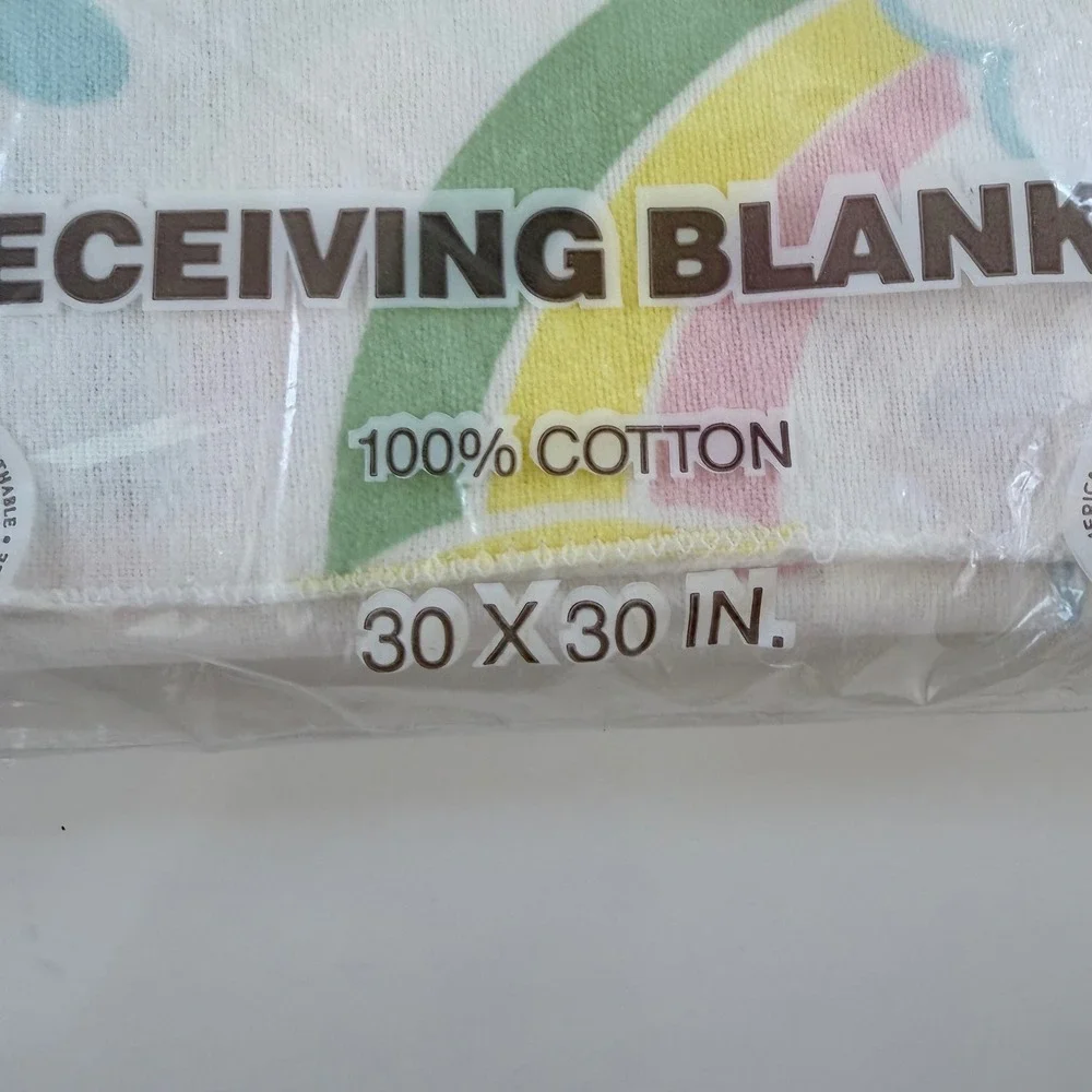 VNTG Beacon Cuddle 2 Receiving‎ Blankets 100% Cotton Rainbow Pastel Made in USA
